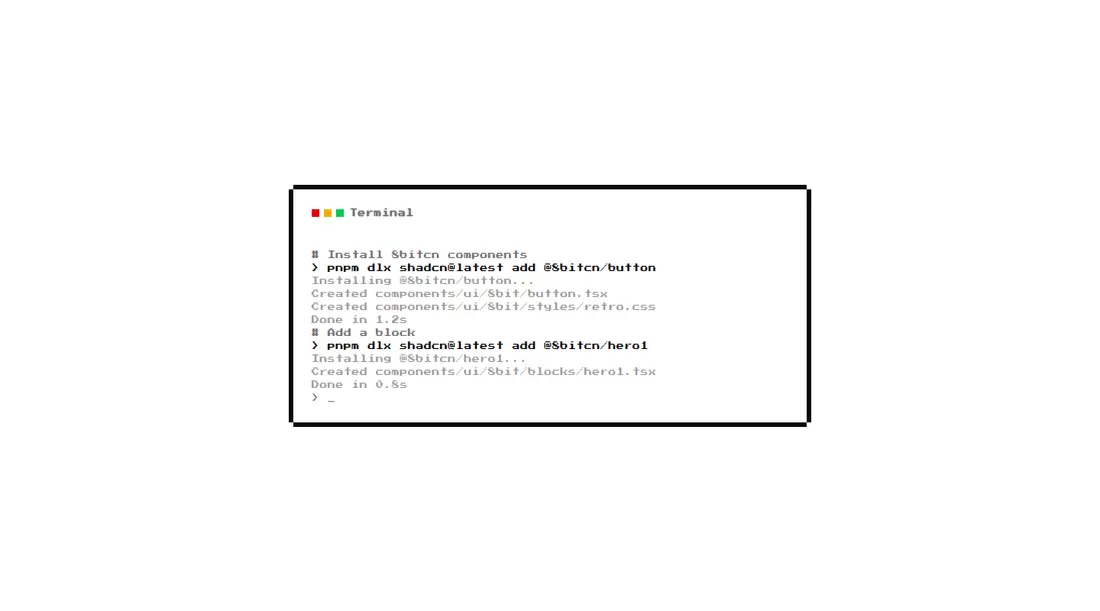 Harness screenshot of 8bitcn-advanced1 at 1440 pixels wide