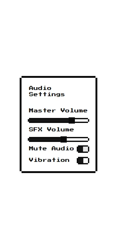Harness screenshot of 8bitcn-audio-settings at 375 pixels wide