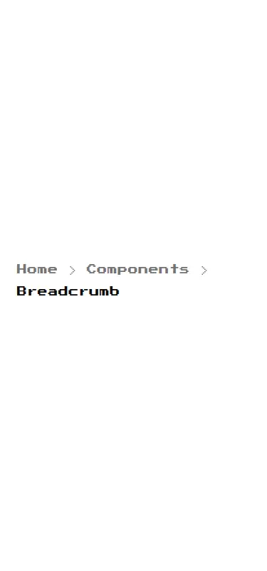 Harness screenshot of 8bitcn-breadcrumb at 375 pixels wide