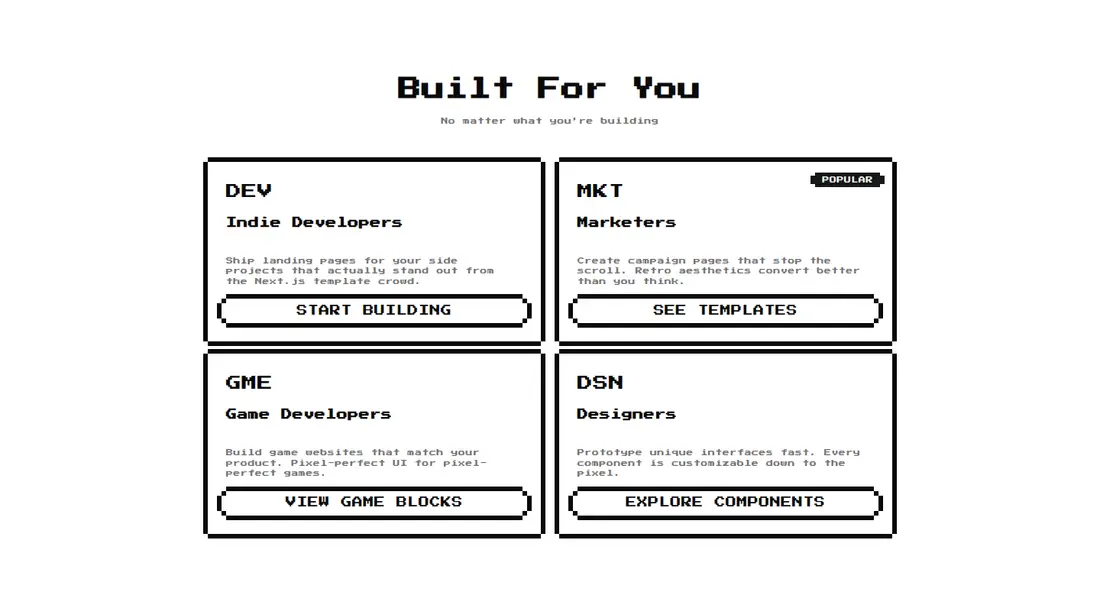 Harness screenshot of 8bitcn-cta2 at 1440 pixels wide