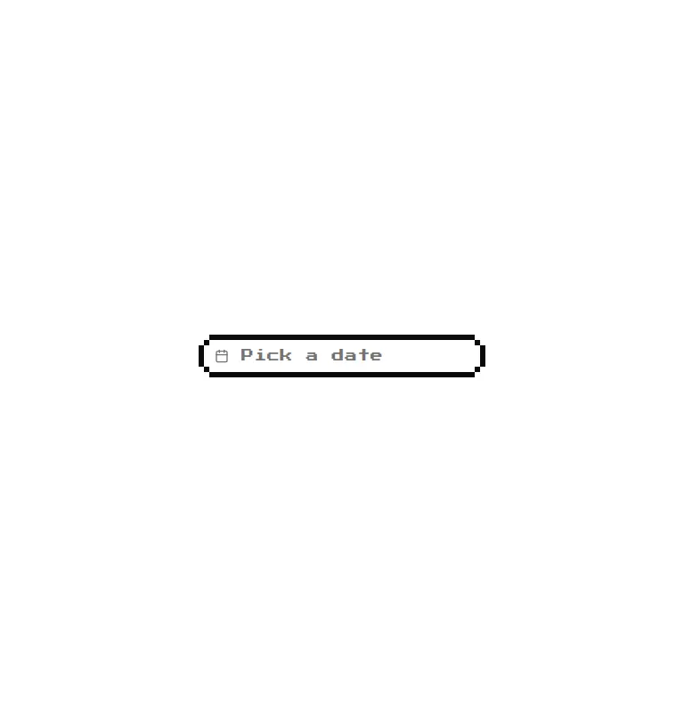 Harness screenshot of 8bitcn-date-picker at 768 pixels wide