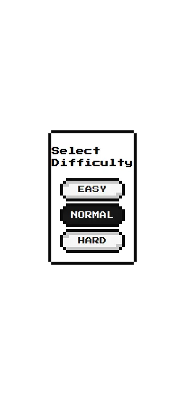 Harness screenshot of 8bitcn-difficulty-select at 375 pixels wide