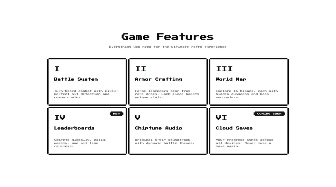Harness screenshot of 8bitcn-feature1 at 1440 pixels wide