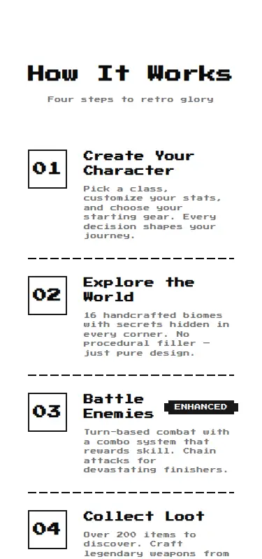 Harness screenshot of 8bitcn-feature2 at 375 pixels wide