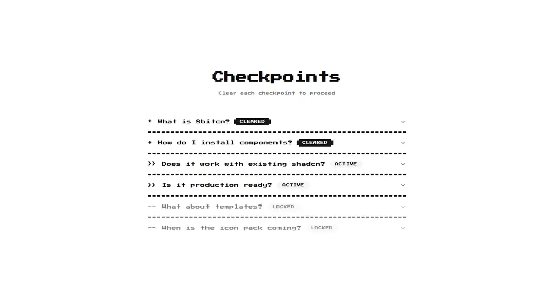 Harness screenshot of 8bitcn-game-faq1 at 1440 pixels wide
