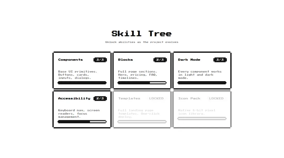 Harness screenshot of 8bitcn-game-features1 at 1440 pixels wide