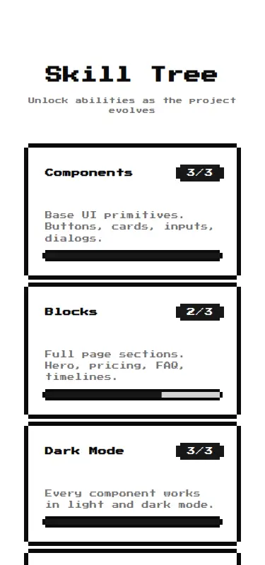 Harness screenshot of 8bitcn-game-features1 at 375 pixels wide