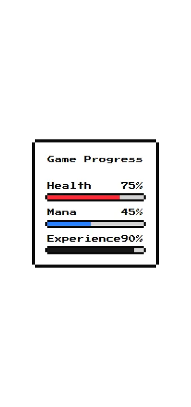 Harness screenshot of 8bitcn-game-progress at 375 pixels wide