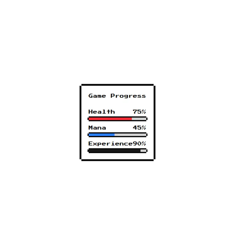 Harness screenshot of 8bitcn-game-progress at 768 pixels wide
