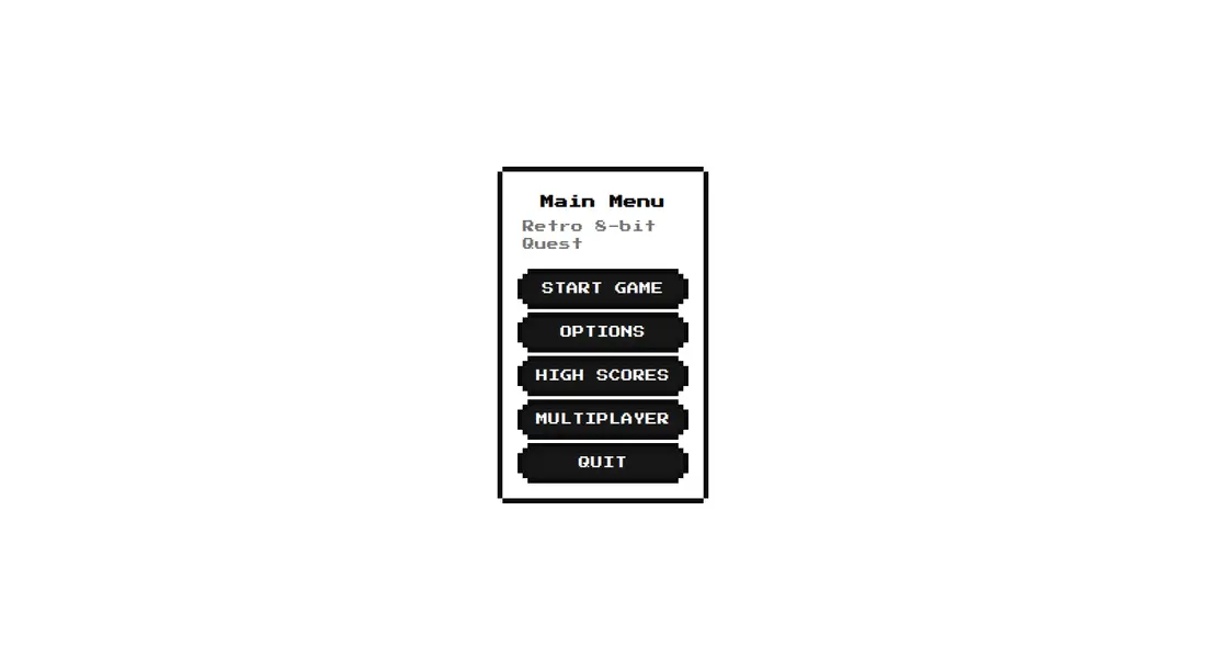 Harness screenshot of 8bitcn-main-menu at 1440 pixels wide