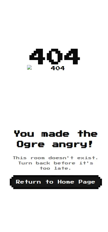 Harness screenshot of 8bitcn-not-found1 at 375 pixels wide
