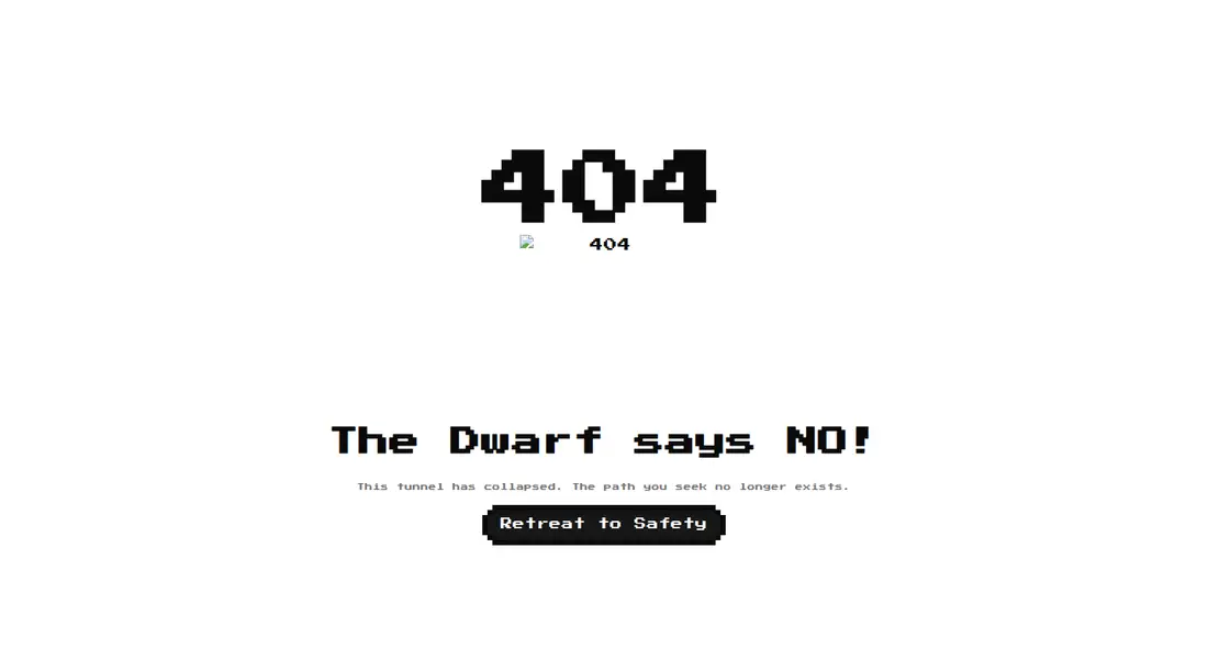 Harness screenshot of 8bitcn-not-found2 at 1440 pixels wide