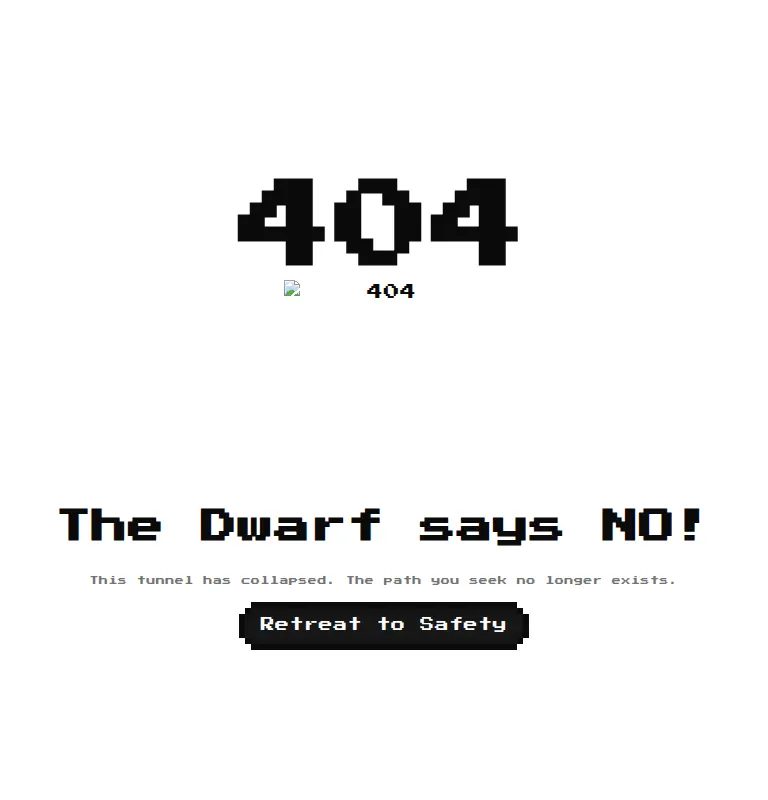 Harness screenshot of 8bitcn-not-found2 at 768 pixels wide