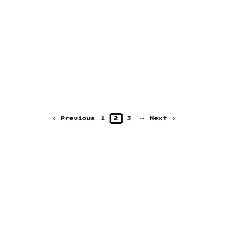 Harness screenshot of 8bitcn-pagination at 768 pixels wide