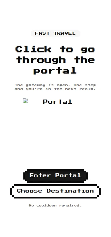 Harness screenshot of 8bitcn-portal-transition at 375 pixels wide
