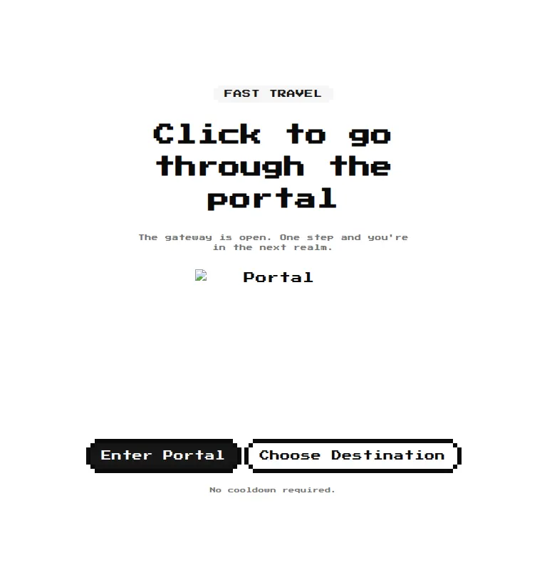Harness screenshot of 8bitcn-portal-transition at 768 pixels wide