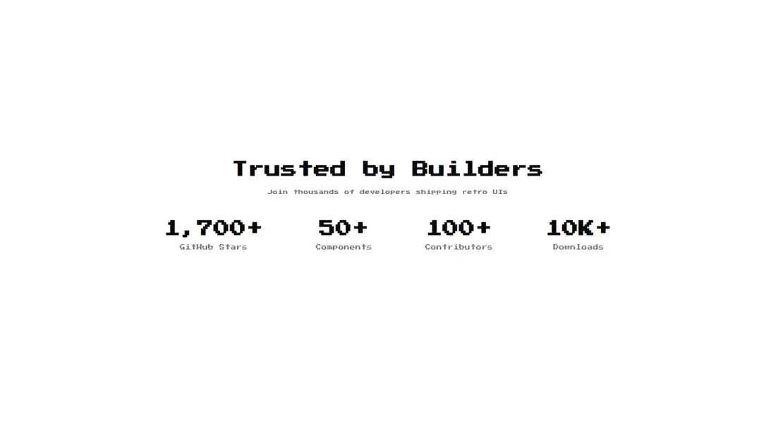 Harness screenshot of 8bitcn-social-proof1 at 1440 pixels wide