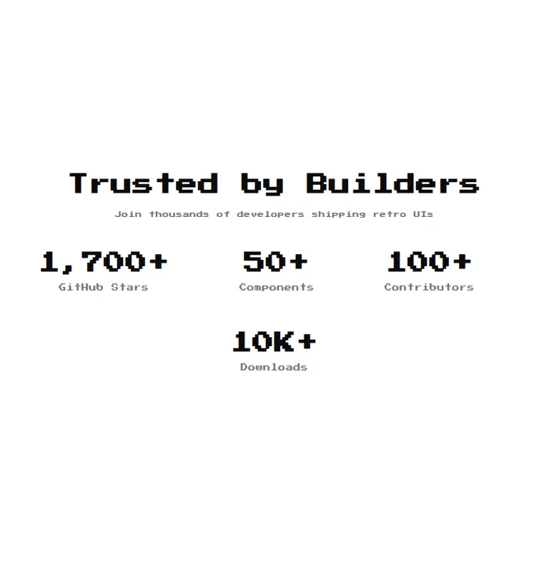 Harness screenshot of 8bitcn-social-proof1 at 768 pixels wide
