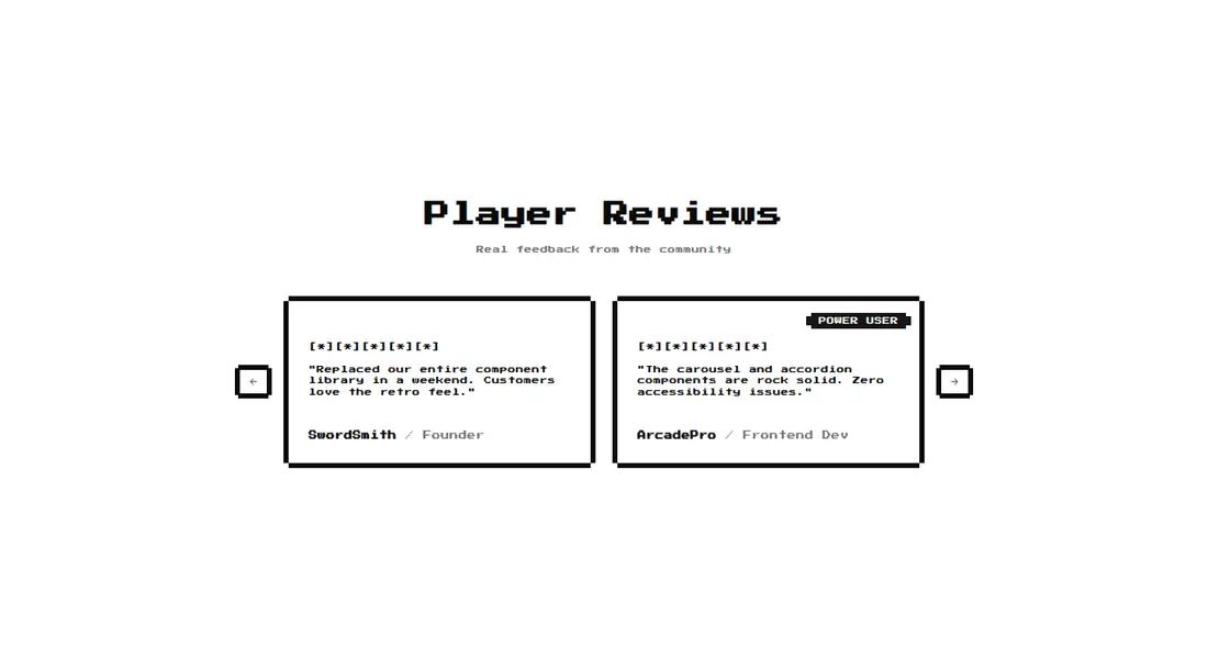 Harness screenshot of 8bitcn-social-proof3 at 1440 pixels wide