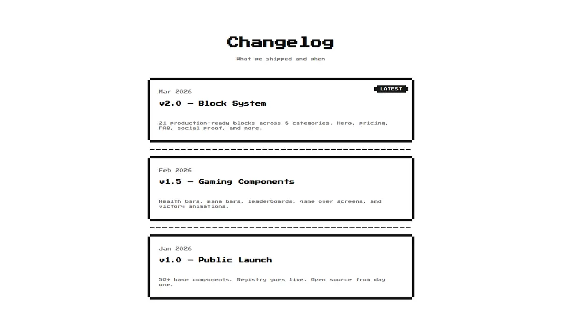 Harness screenshot of 8bitcn-team2 at 1440 pixels wide