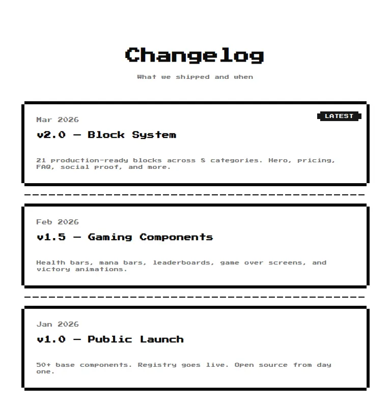 Harness screenshot of 8bitcn-team2 at 768 pixels wide