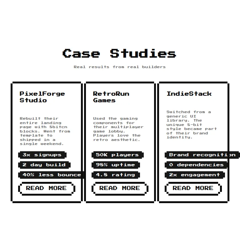 Harness screenshot of 8bitcn-team3 at 768 pixels wide