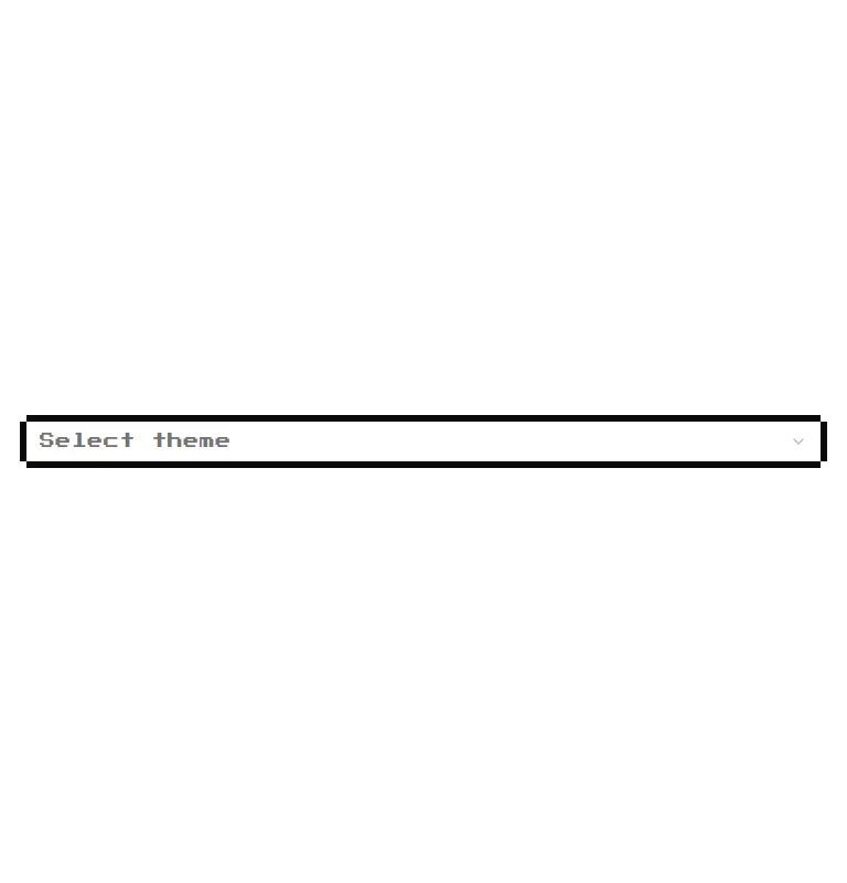Harness screenshot of 8bitcn-theme-selector at 768 pixels wide