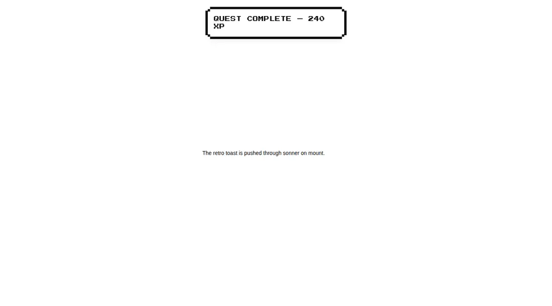 Harness screenshot of 8bitcn-toast at 1440 pixels wide