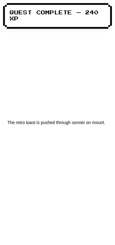 Harness screenshot of 8bitcn-toast at 375 pixels wide