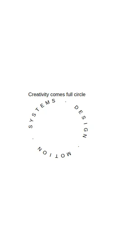 Harness screenshot of animata-circular-text at 375 pixels wide