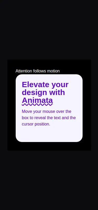 Harness screenshot of animata-cursor-tracker at 375 pixels wide