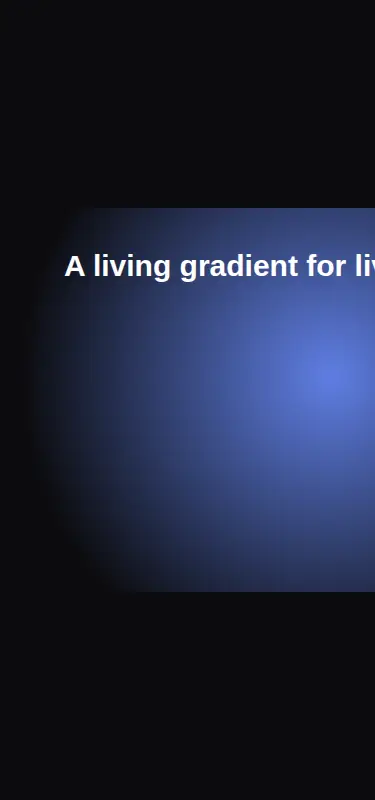 Harness screenshot of cultui-bg-animated-gradient at 375 pixels wide