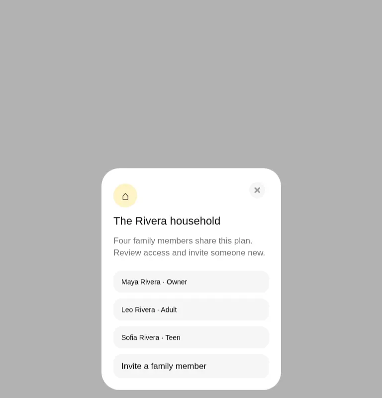 Harness screenshot of cultui-family-drawer at 768 pixels wide