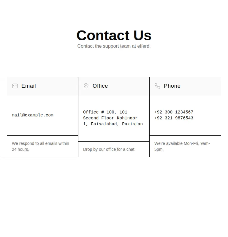 Harness screenshot of efferd-contact-1 at 768 pixels wide