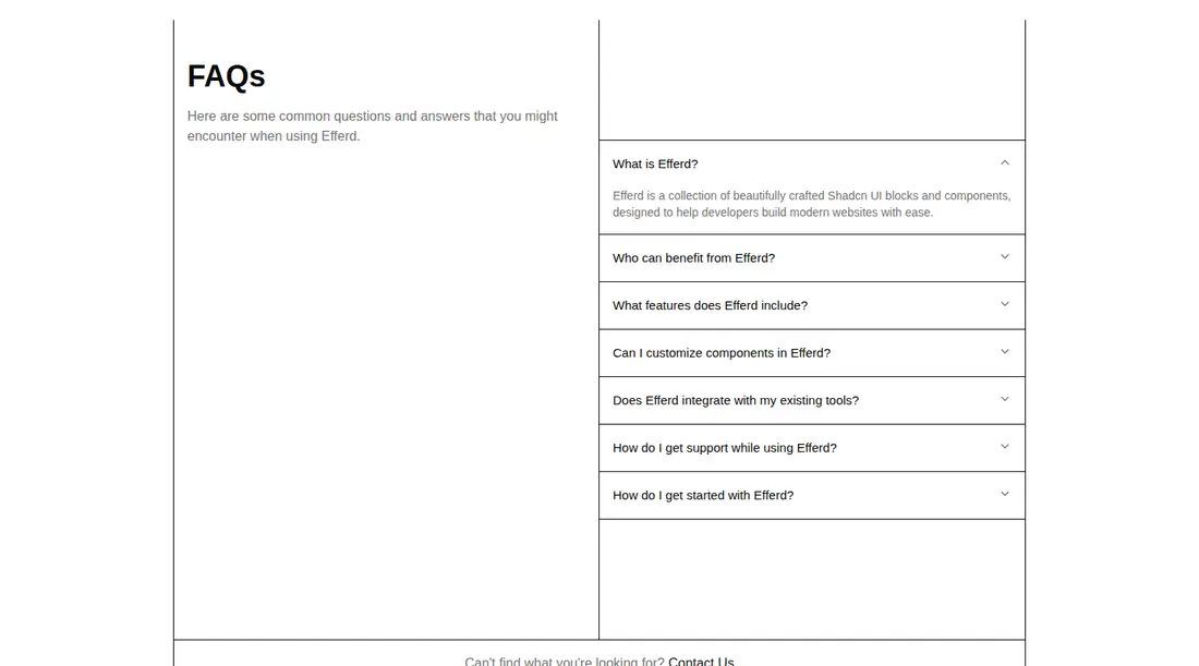 Harness screenshot of efferd-faqs-2 at 1440 pixels wide