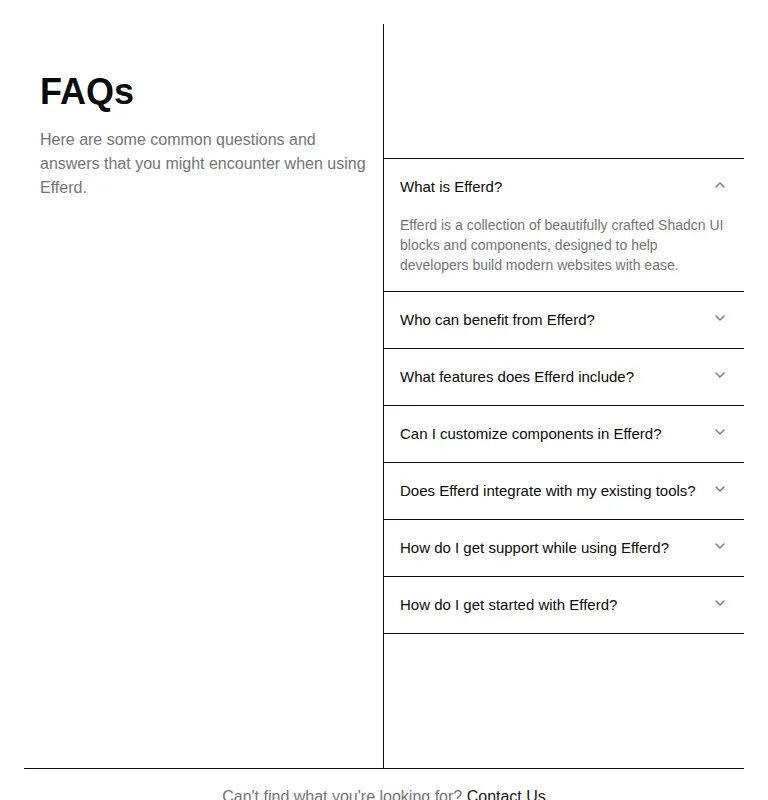 Harness screenshot of efferd-faqs-2 at 768 pixels wide