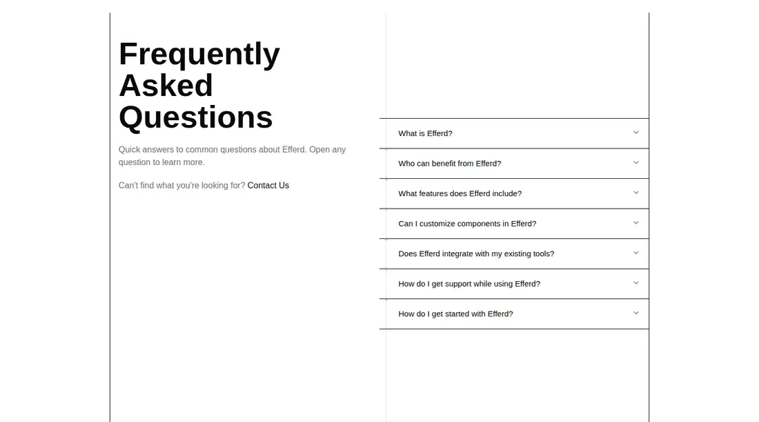 Harness screenshot of efferd-faqs-3 at 1440 pixels wide