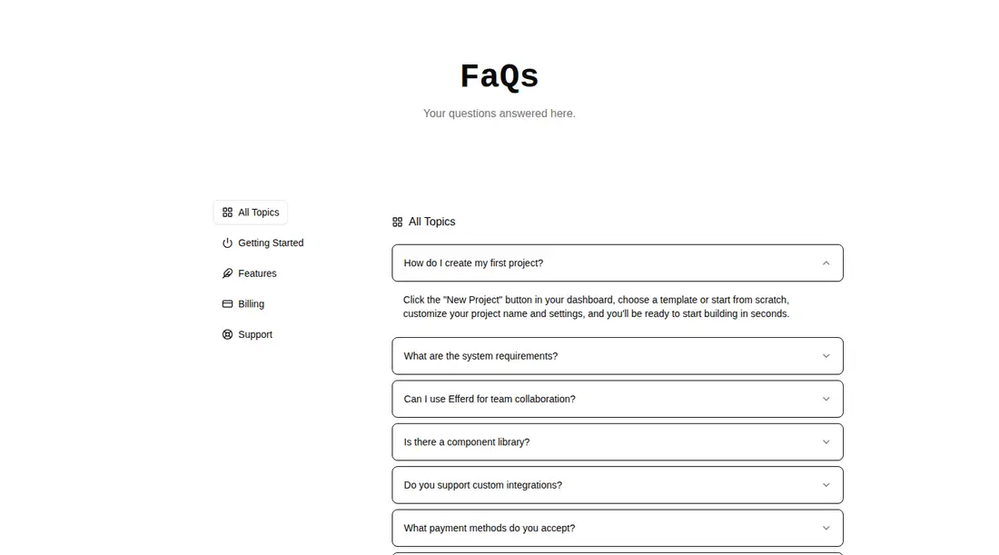 Harness screenshot of efferd-faqs-4 at 1440 pixels wide