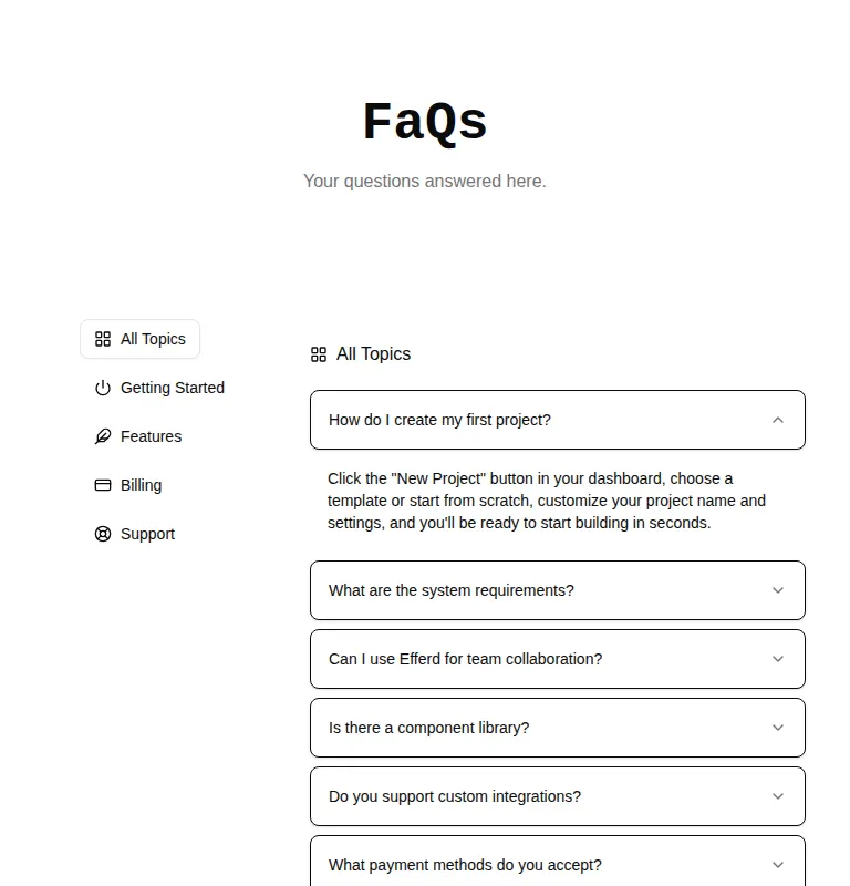 Harness screenshot of efferd-faqs-4 at 768 pixels wide
