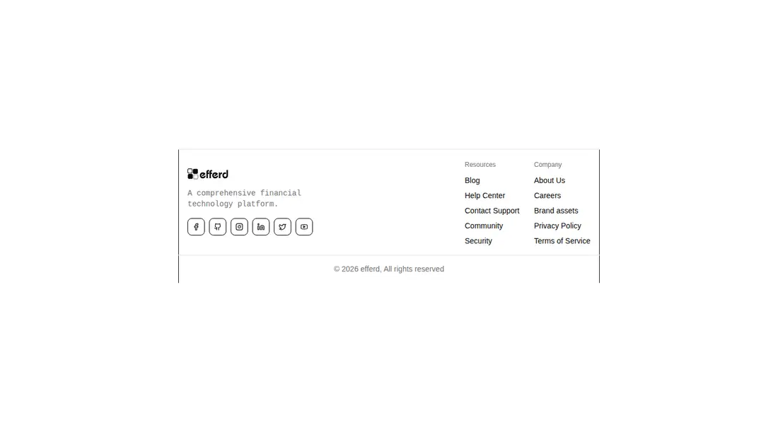 Harness screenshot of efferd-footer-1 at 1440 pixels wide