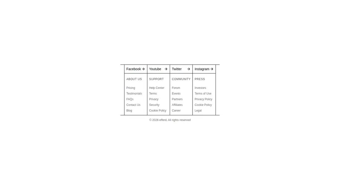 Harness screenshot of efferd-footer-3 at 1440 pixels wide