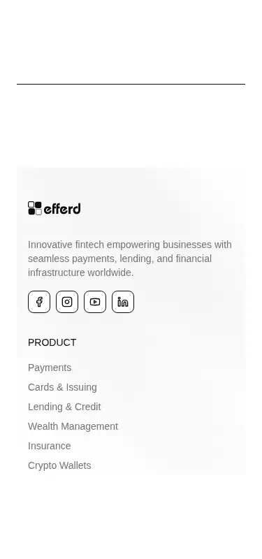 Harness screenshot of efferd-footer-5 at 375 pixels wide