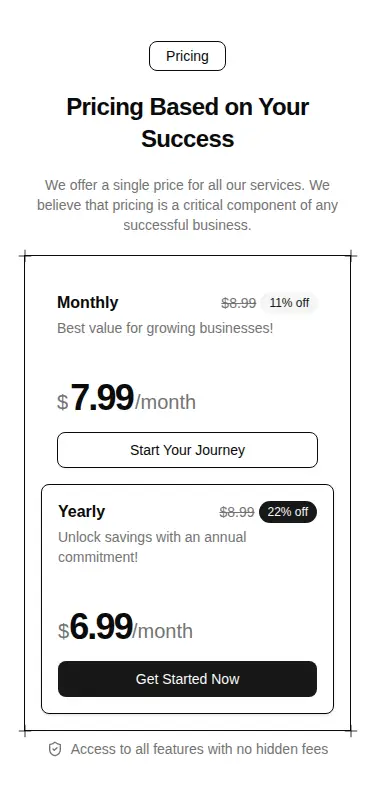Harness screenshot of efferd-pricing-4 at 375 pixels wide