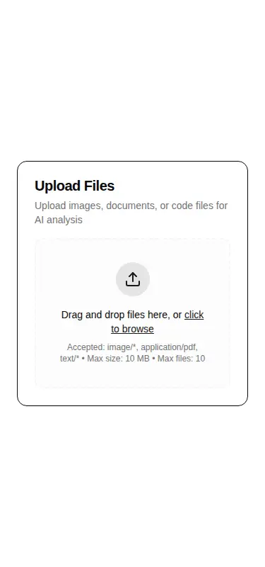 Harness screenshot of hextaui-ai-file-upload at 375 pixels wide