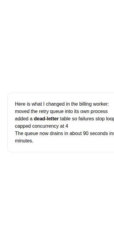 Harness screenshot of hextaui-ai-message at 375 pixels wide