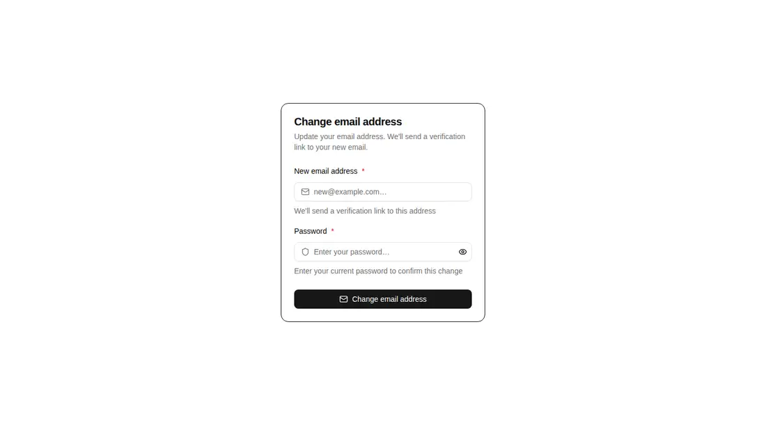 Harness screenshot of hextaui-auth-email-change at 1440 pixels wide