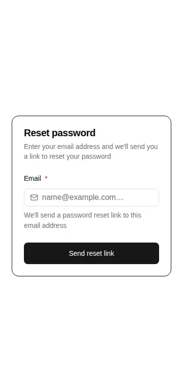 Harness screenshot of hextaui-auth-forgot-password at 375 pixels wide