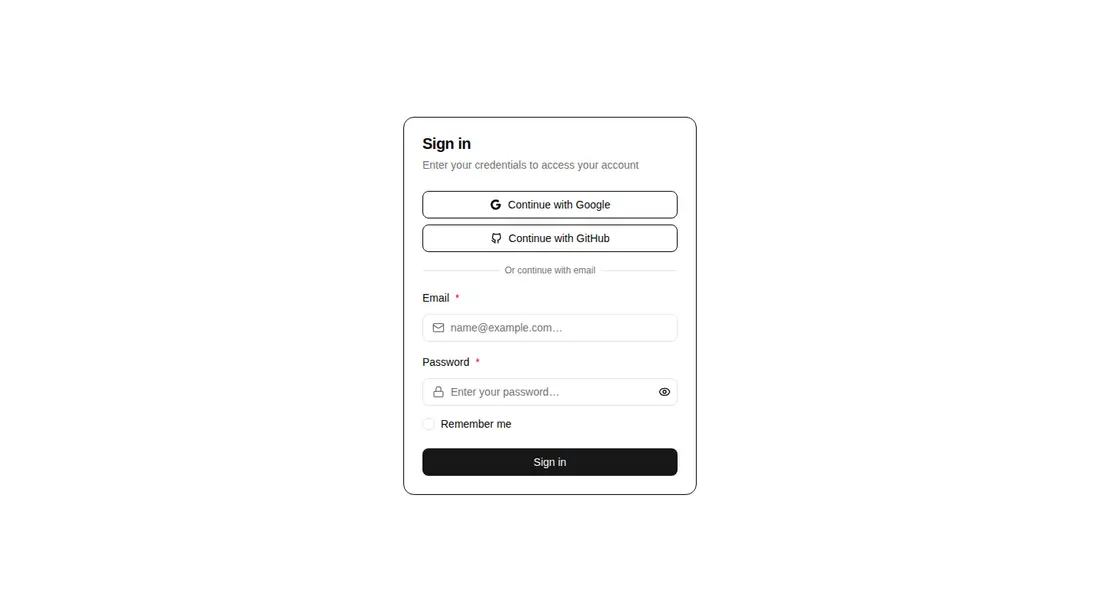 Harness screenshot of hextaui-auth-login-form at 1440 pixels wide