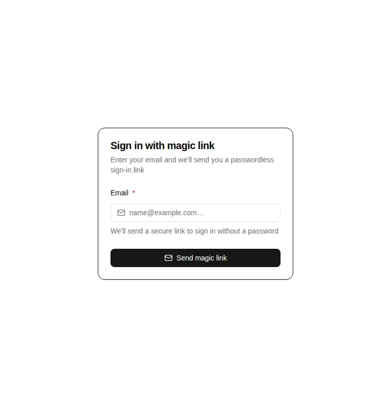 Harness screenshot of hextaui-auth-magic-link at 768 pixels wide