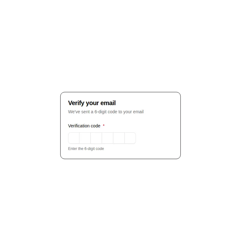 Harness screenshot of hextaui-auth-otp-verify at 768 pixels wide